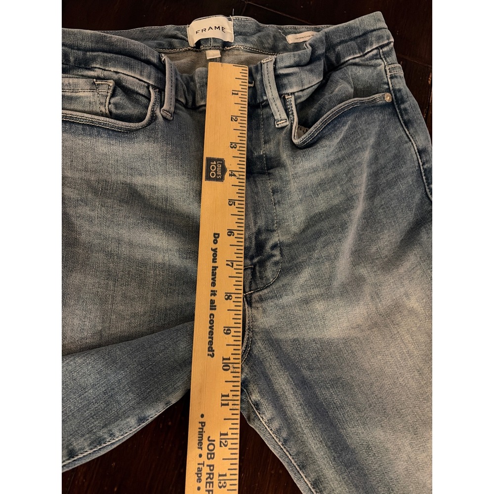 FRAME Le One Crop Mini Boot Jeans Womens Size 2 Medium Wash Blue High Rise Flare - Picture 13 of 13